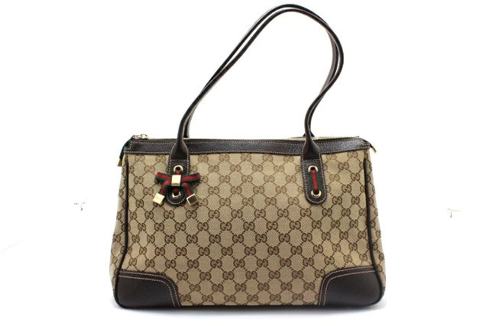 Gucci bag shoulder canvas embossed Beige Cream Charcoal Black